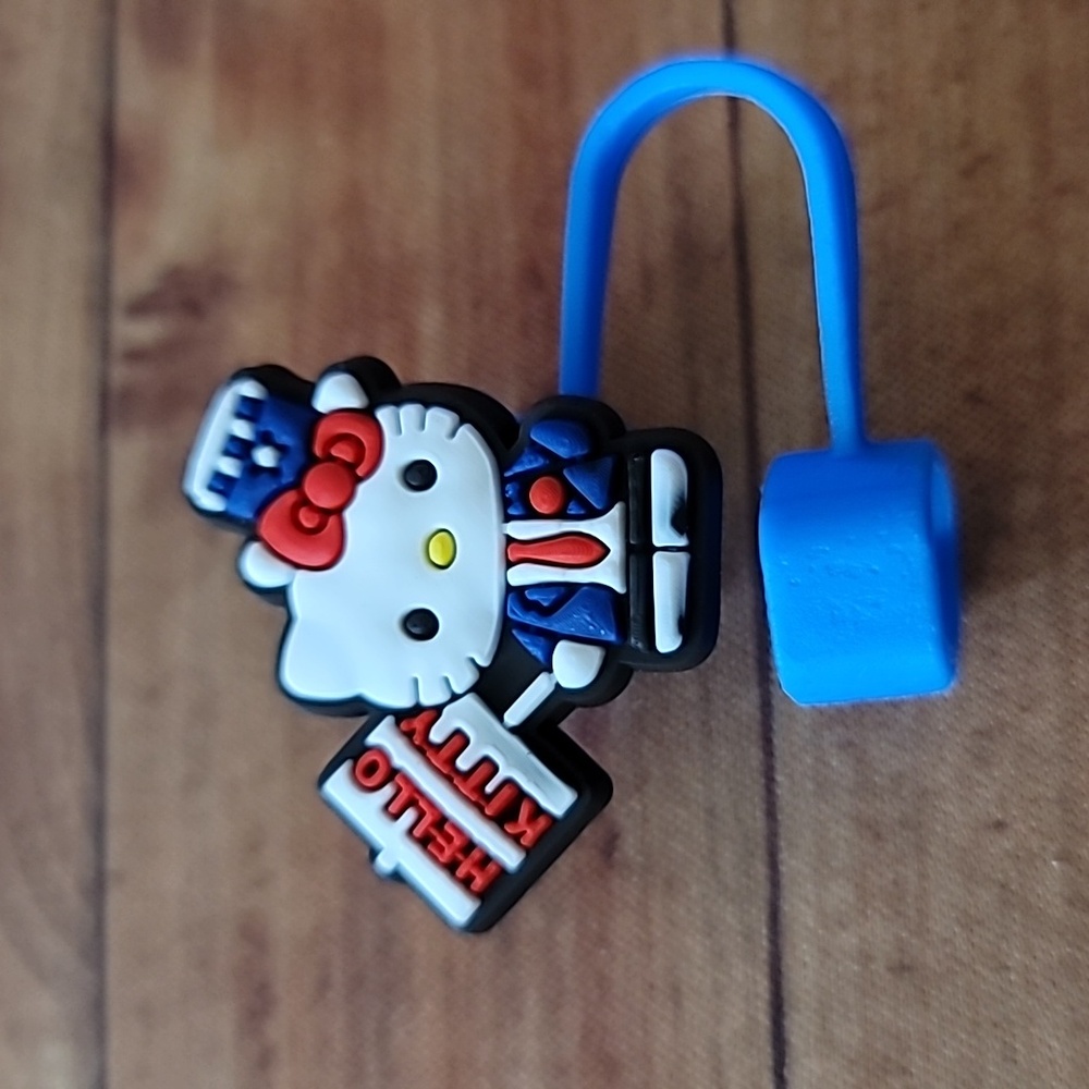 Kitty Cat in Suit Silicone 10mm/0.4 in Straw Topper Cap Accessory
